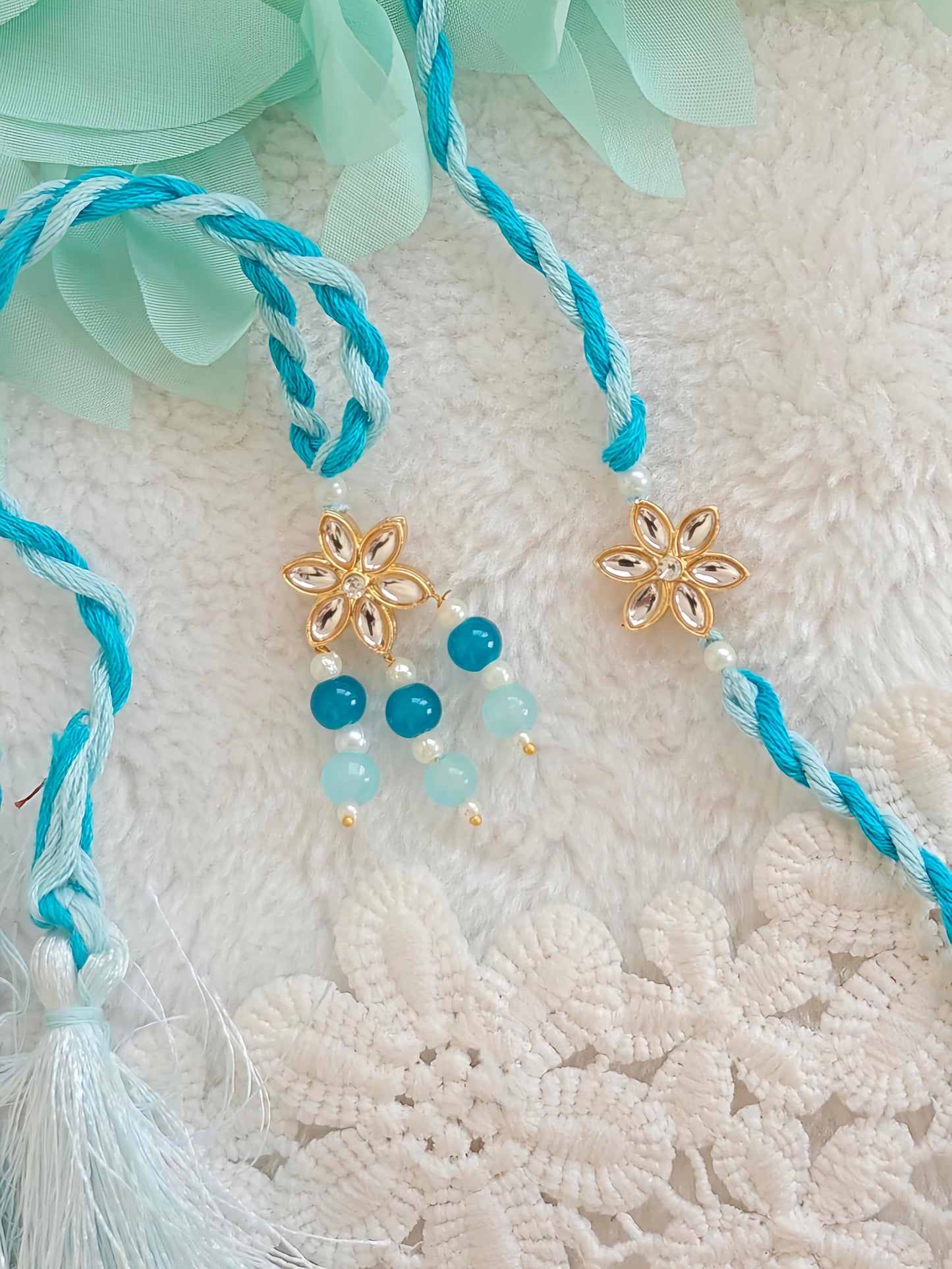 Kundan Bloom Rakhi Lumba Set