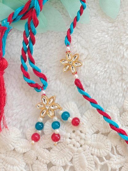 Kundan Bloom Rakhi Lumba Set
