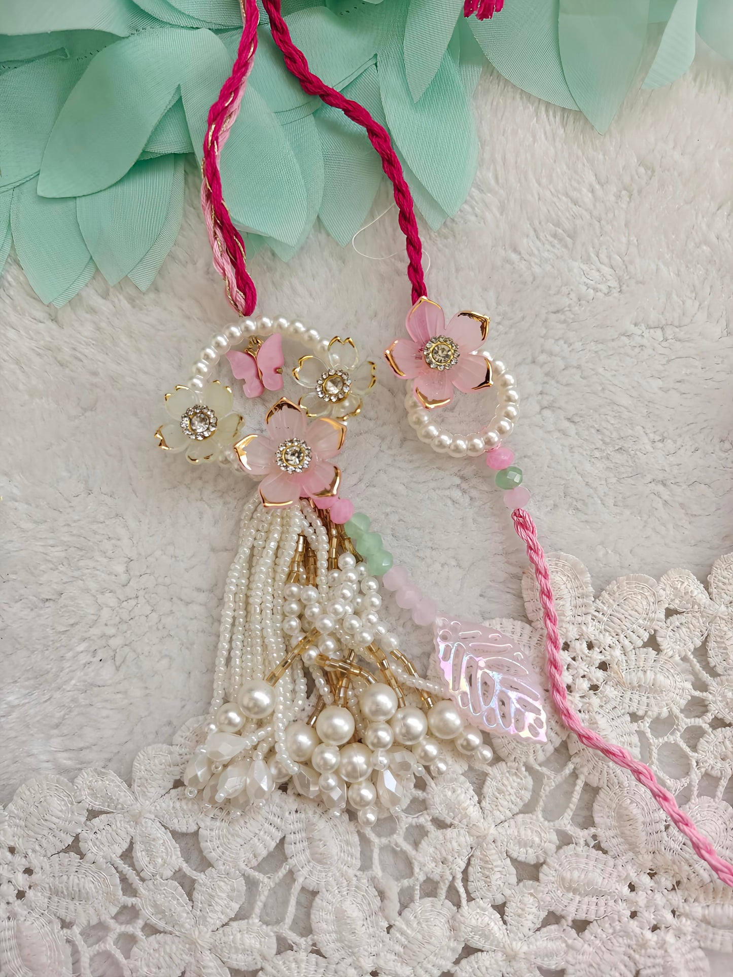 Pearl Garden Butterfly Rakhi Lumba Set