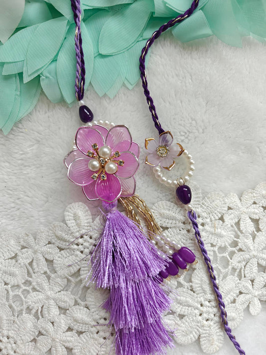 Pastel Bloom Pearl Rakhi Lumba Set