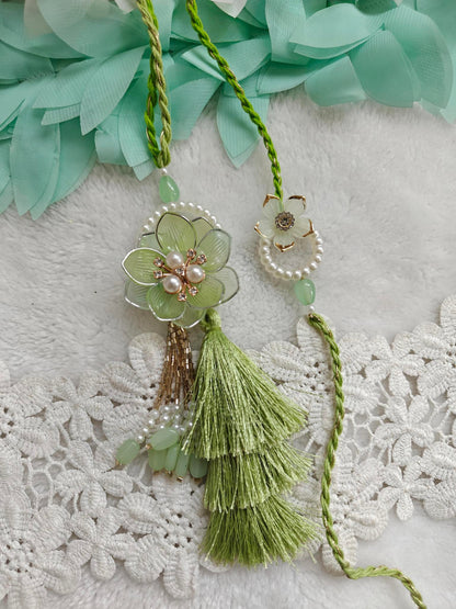 Pastel Bloom Pearl Rakhi Lumba Set