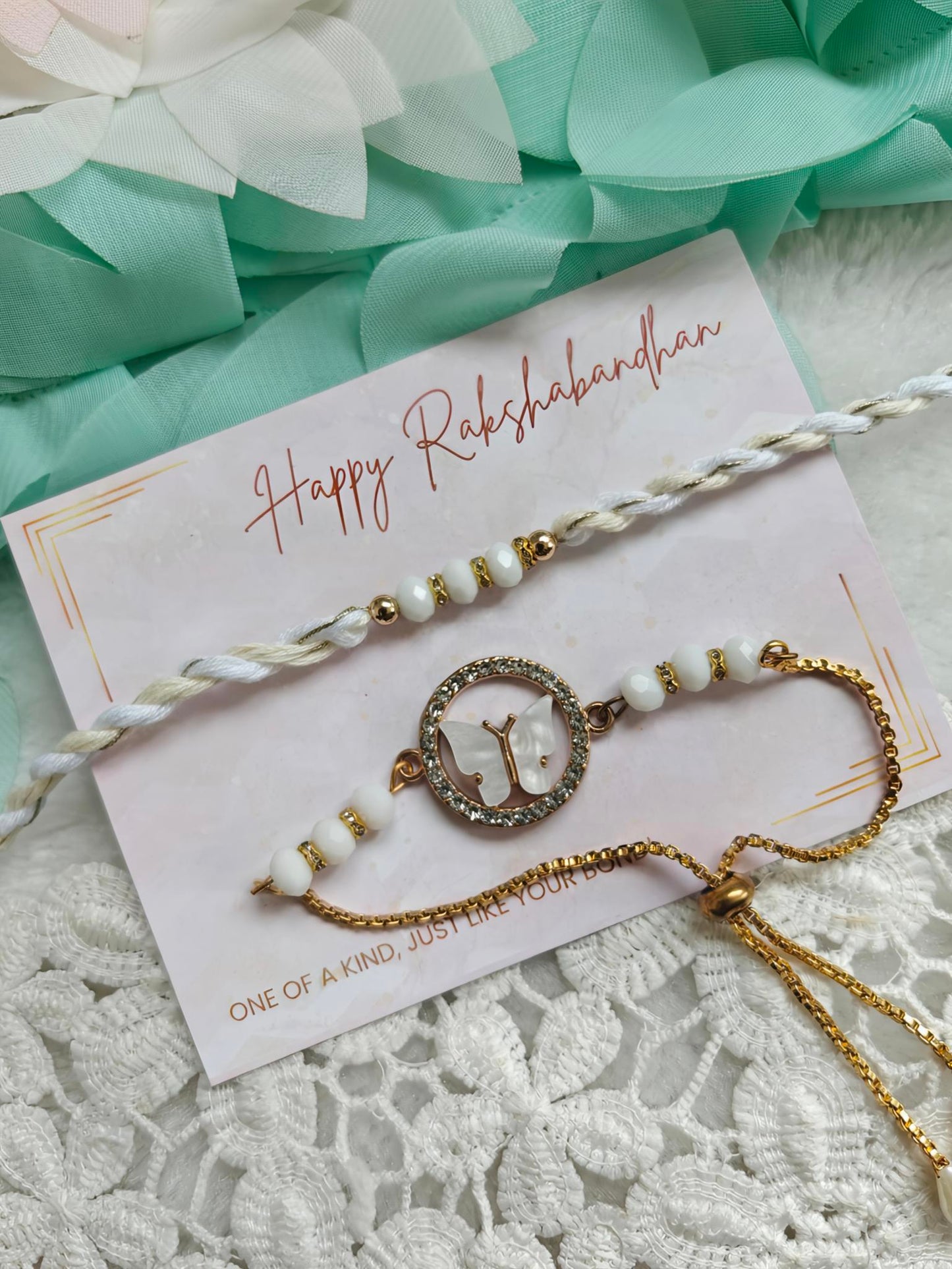 Butterfly Flutter Rakhi Bracelet Set