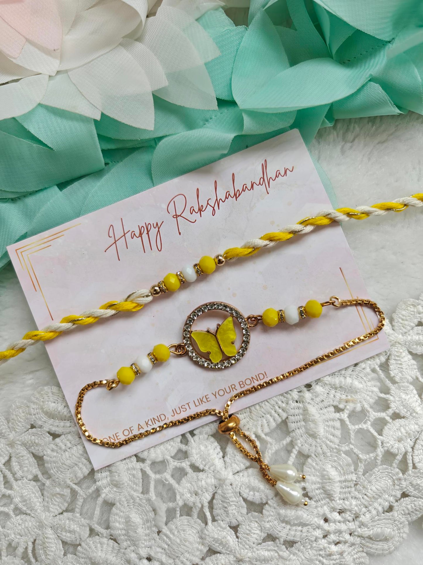 Butterfly Flutter Rakhi Bracelet Set