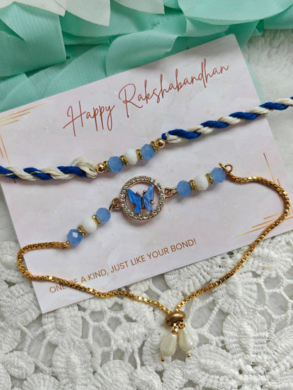 Butterfly Flutter Rakhi Bracelet Set