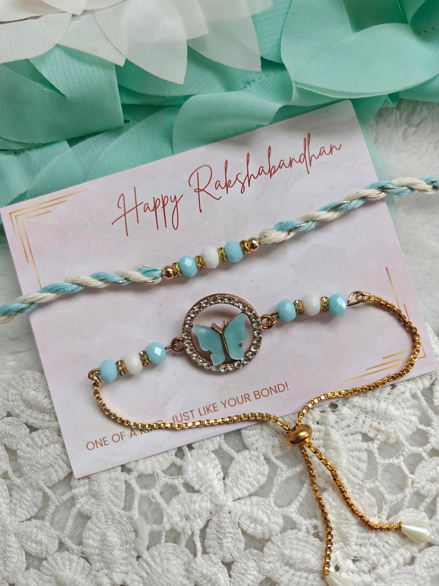 Butterfly Flutter Rakhi Bracelet Set