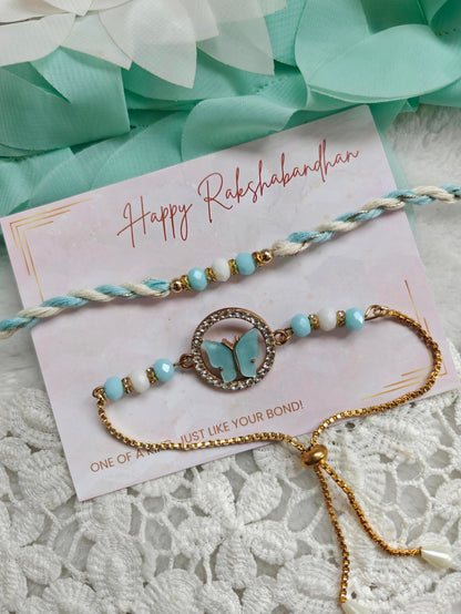 Butterfly Flutter Rakhi Bracelet Set