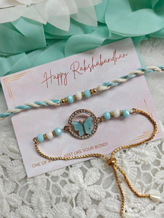 Butterfly Flutter Rakhi Bracelet Set
