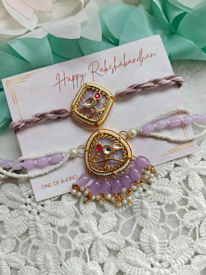 Parrot Kundan Jhumka Rakhi Bracelet Set
