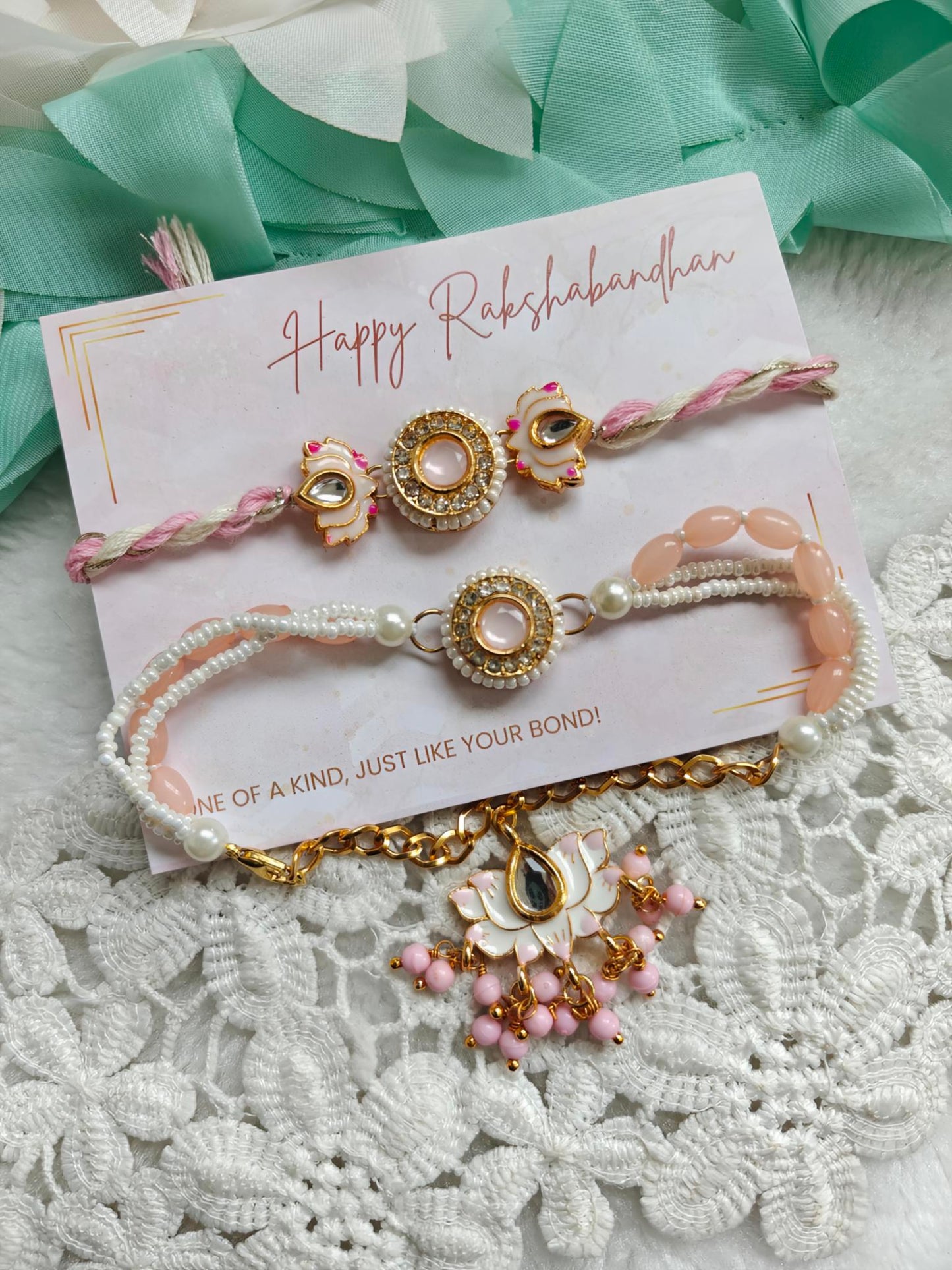 Lotus Rakhi Bracelet Set