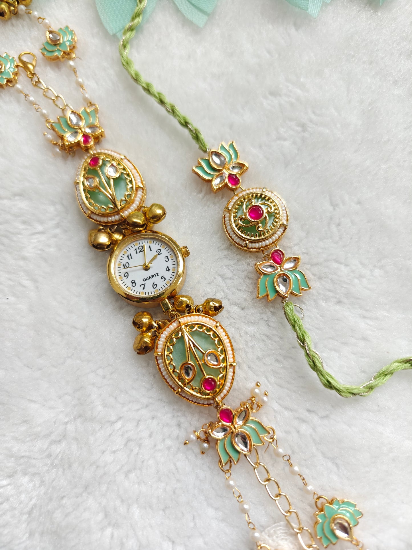 Lotus Heritage Kashmiri Watch Rakhi Bracelet Set
