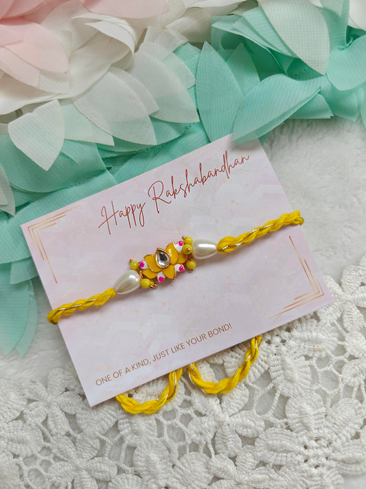 Lotus and Pearls Rakhi