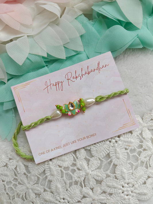 Lotus and Pearls Rakhi
