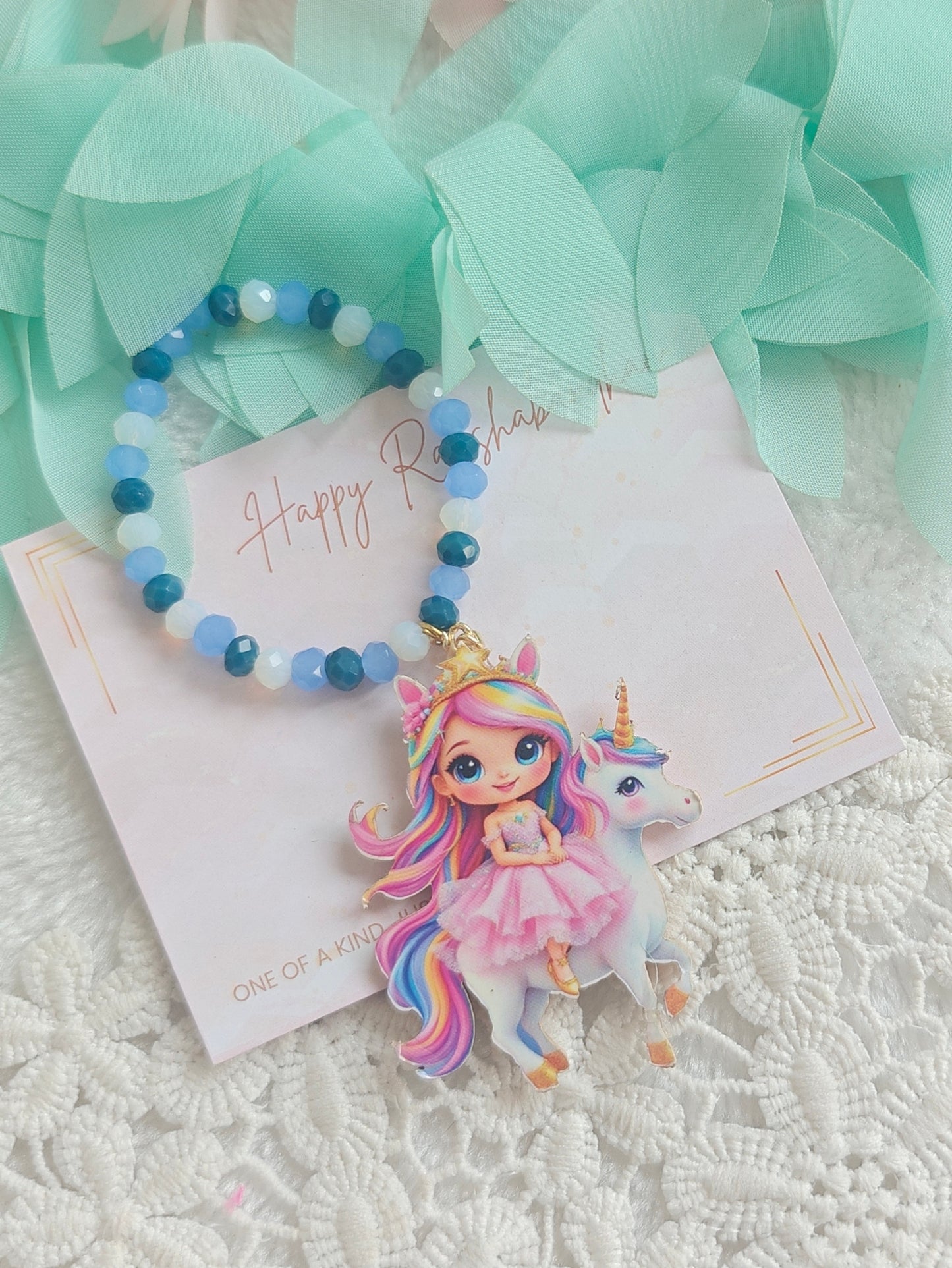 Rainbow Unicorn Charm Bracelet Rakhi