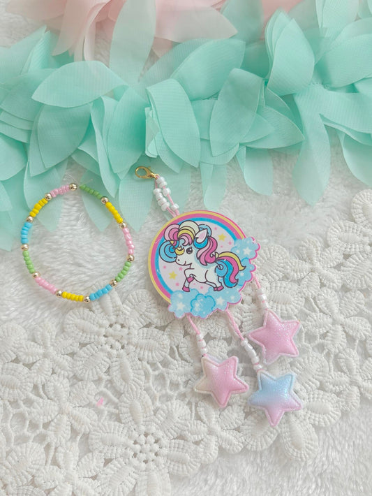 Rainbow Unicorn Bag Charm Bracelet Rakhi
