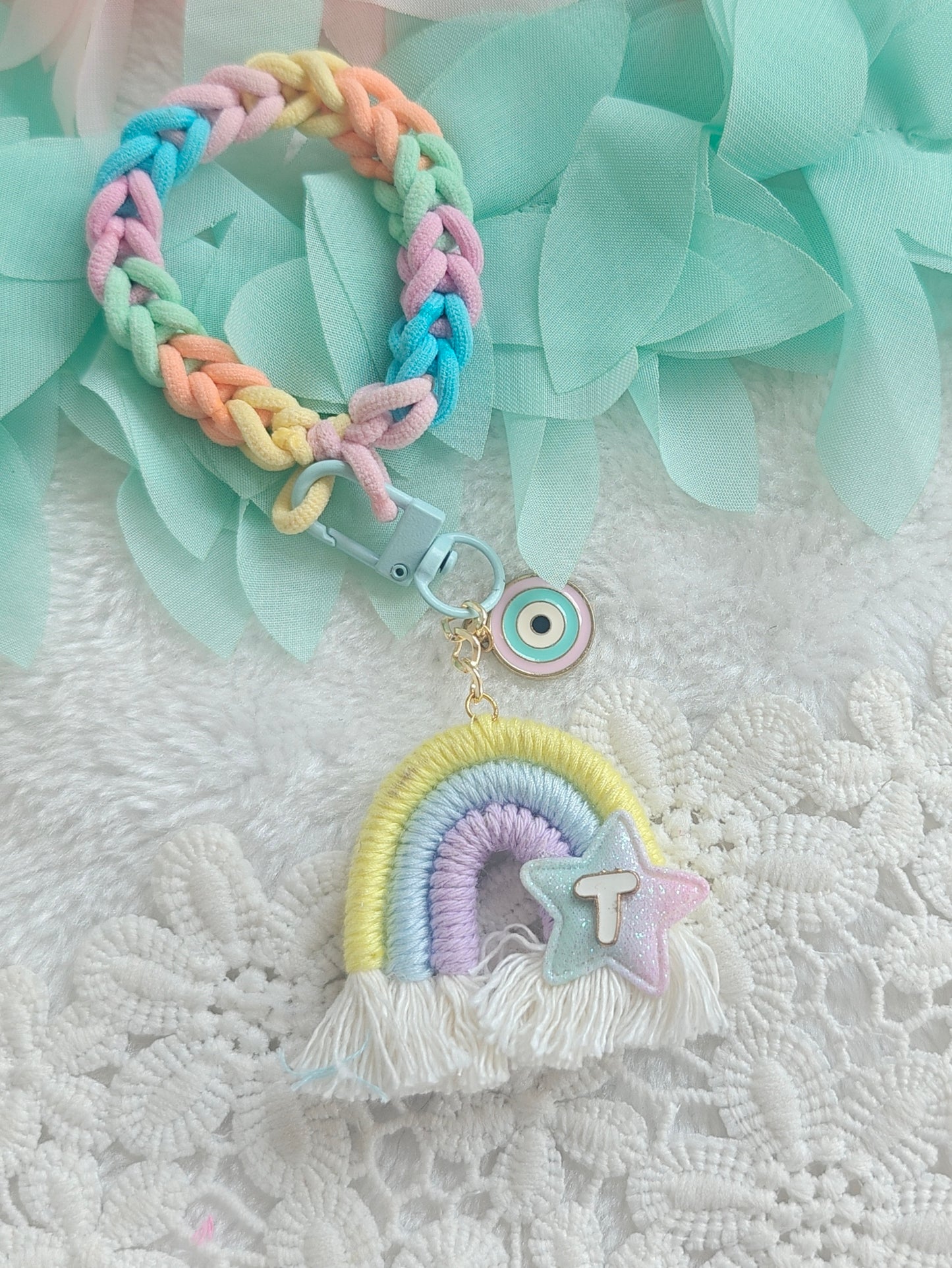 Pastel Rainbow Bag Charm Bracelet