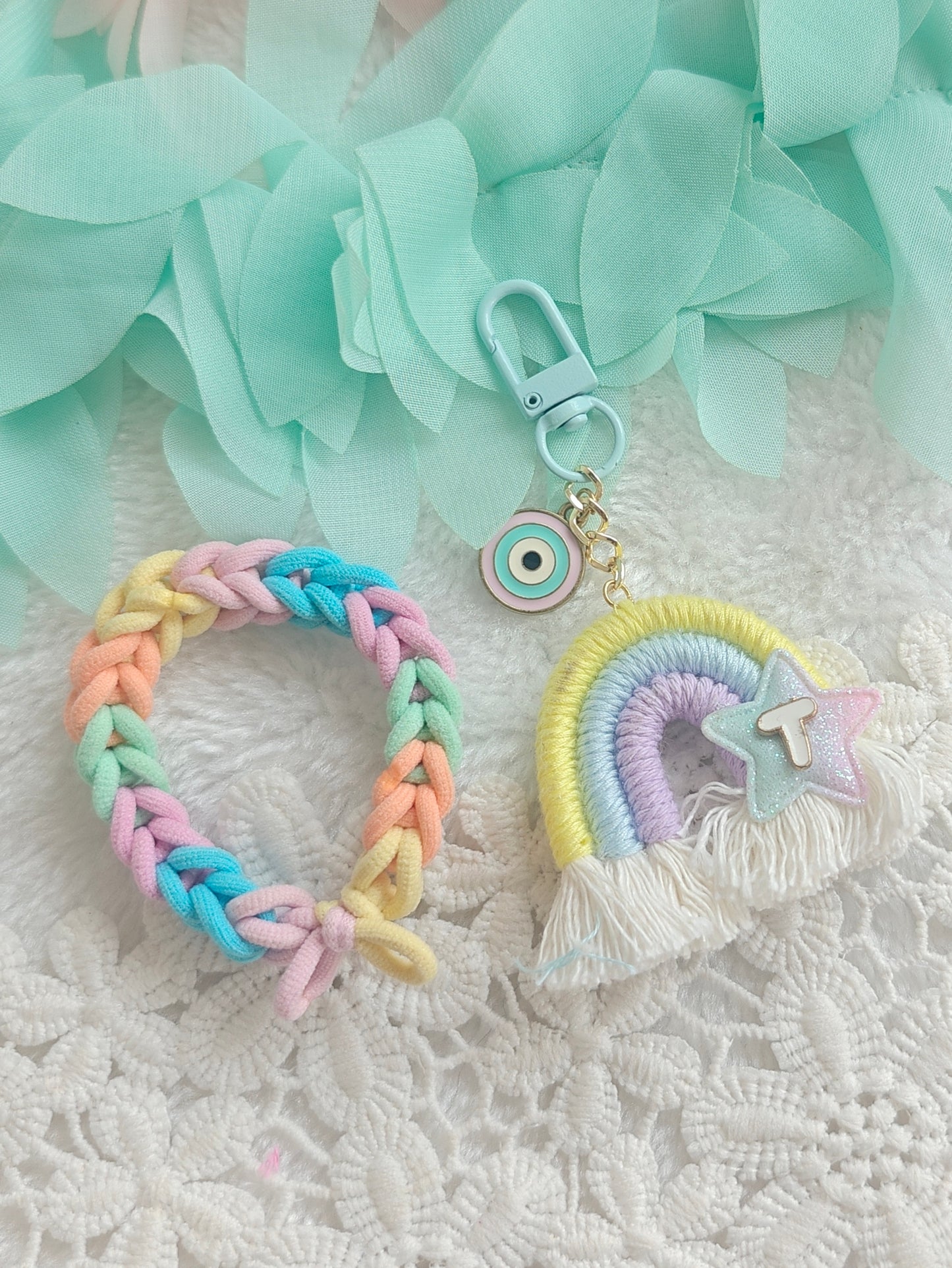 Pastel Rainbow Bag Charm Bracelet