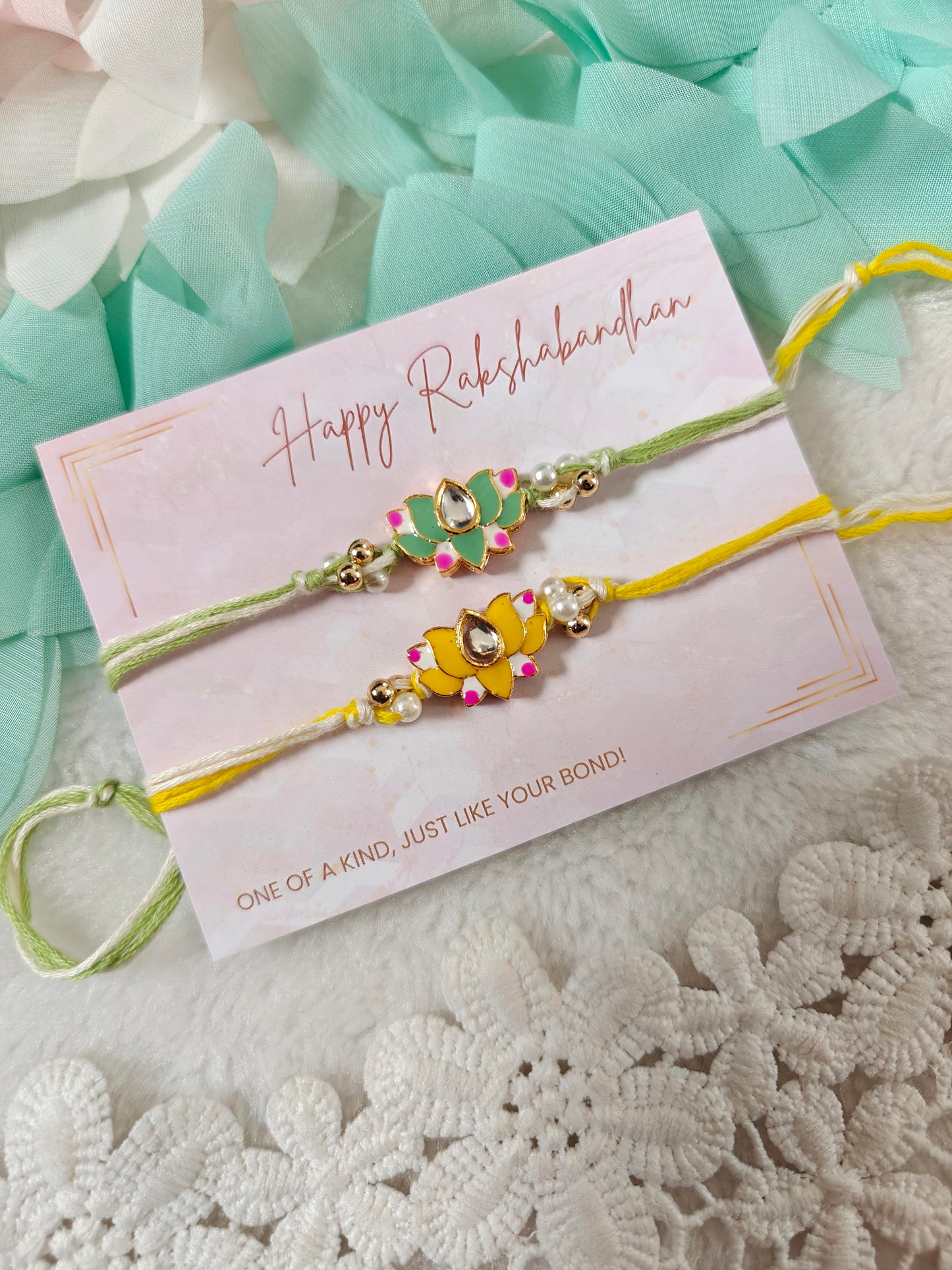 Set of 2 Lotus Designer Rakhi for Brother
