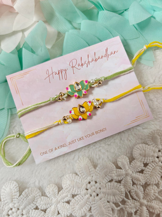 Set of 2 Lotus Designer Rakhi for Brother