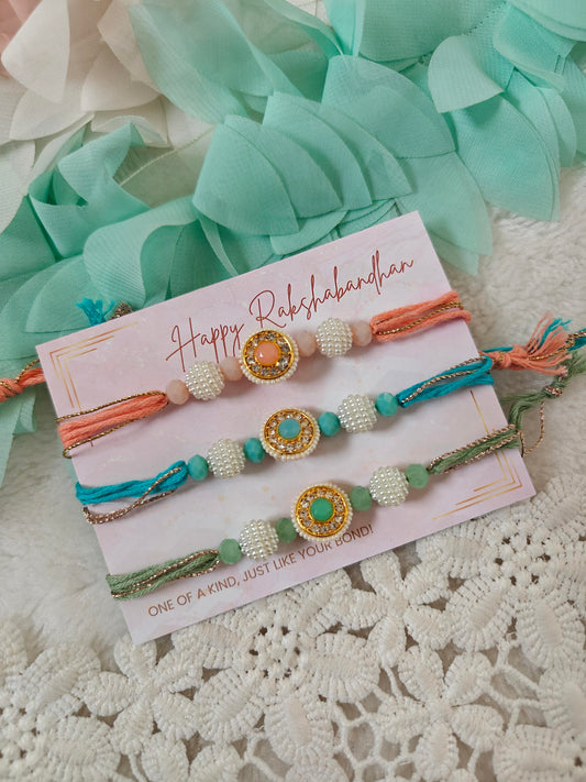 Pastel Pearl Trio Rakhi Set