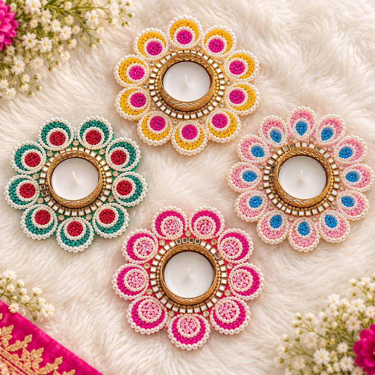 Meher Beaded Tealight Holder - Set of 2