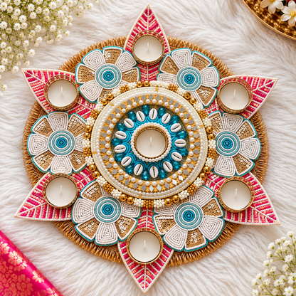 12" Grand Floral Rangoli Mat