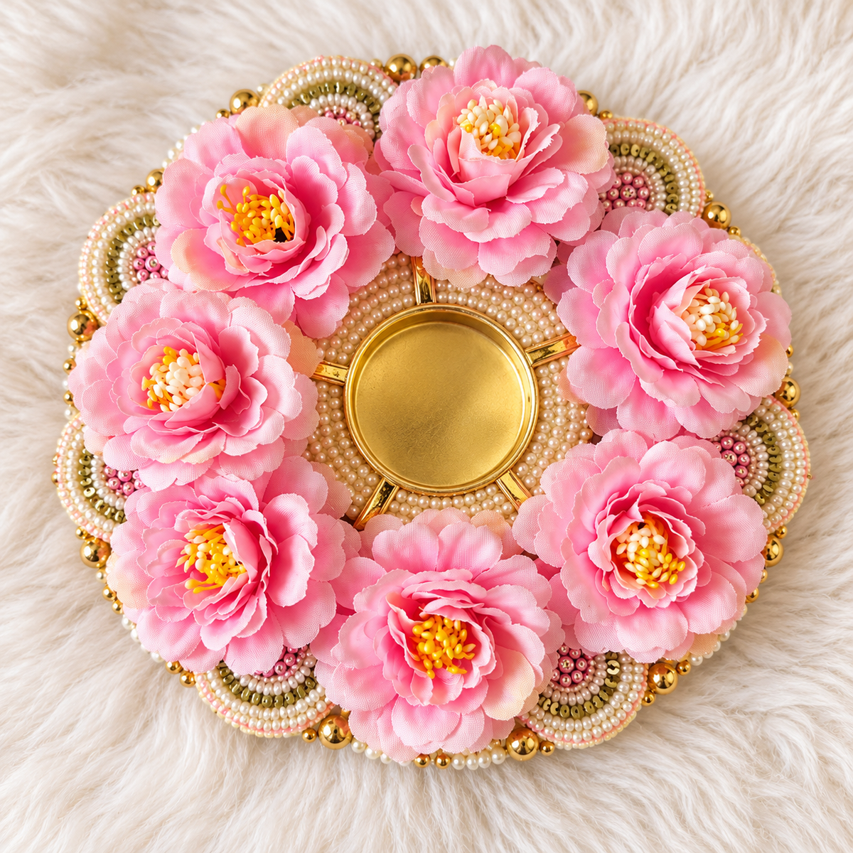 6" Blush Bloom Tealight Centrepiece