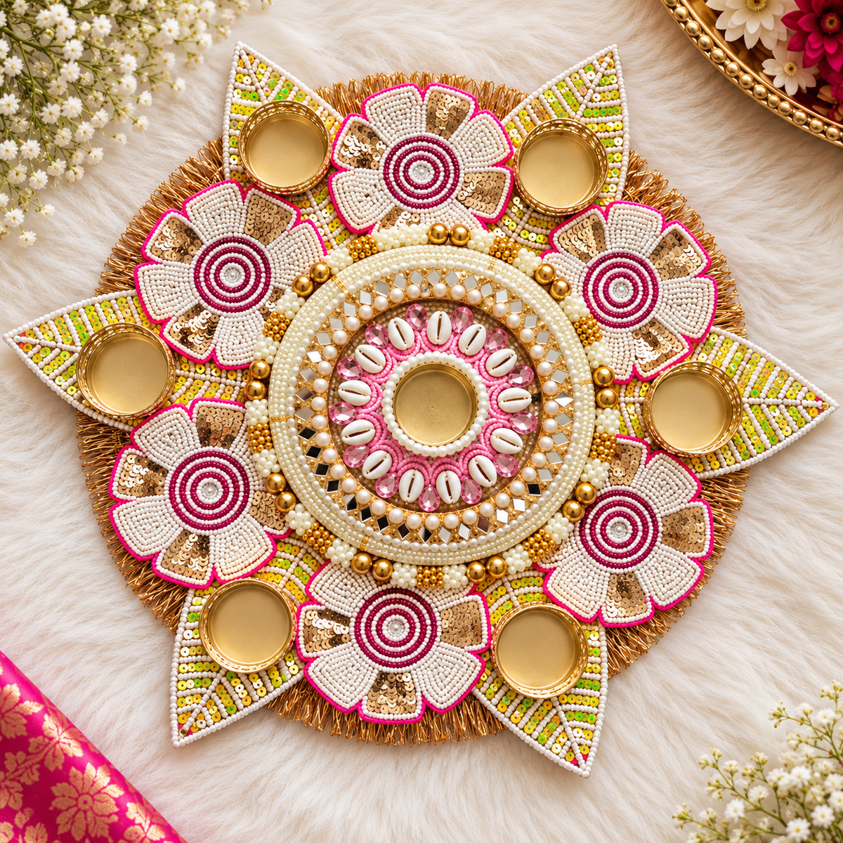 12" Grand Floral Rangoli Mat