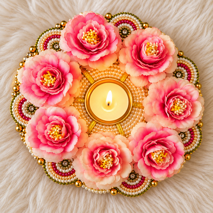 6" Blush Bloom Tealight Centrepiece