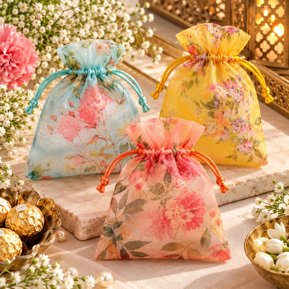 Floral Sheer Mini Potli